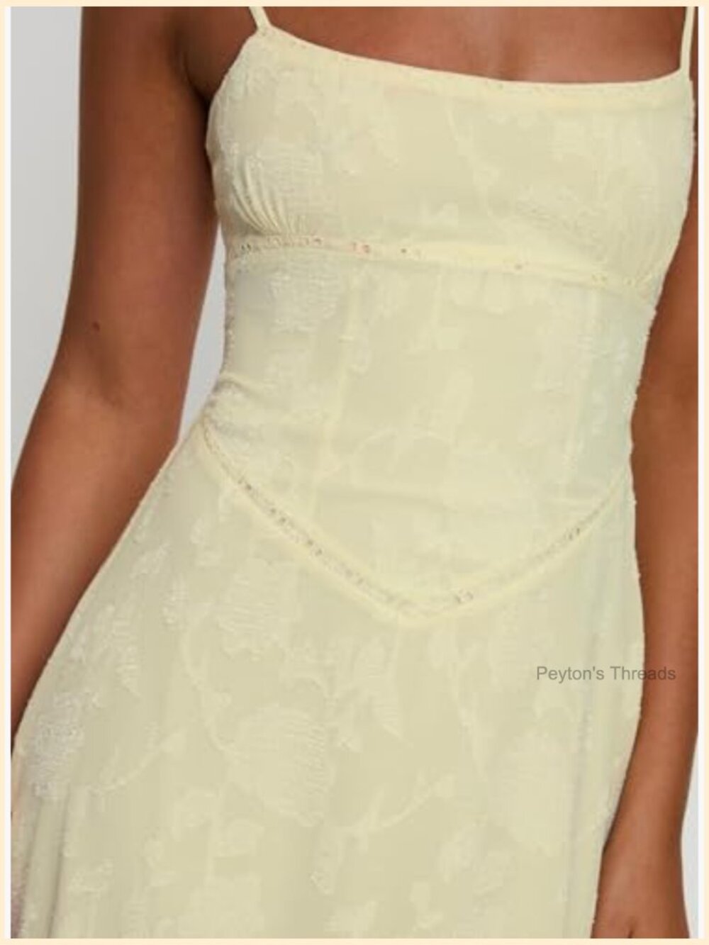 Maxi Dress with Floral Detailing, Square Neck, Sleeveless, Zipper Closure - Picture 5 of 7